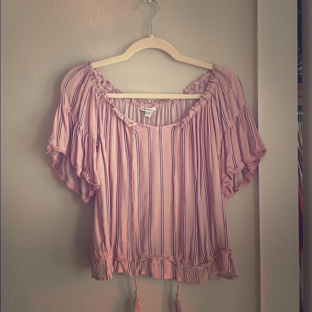 Off the shoulder blush blouse